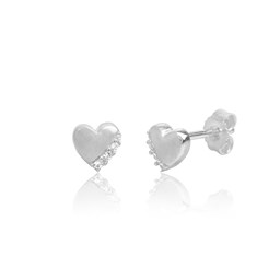 Zeige Details für Herz Kinderohrstecker aus Silber 925 mit weißen Zirkonia Steinen Bild von Herz Kinderohrstecker aus Silber 925 mit weißen Zirkonia Steinen