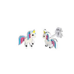 Zeige Details für Einhorn Kinderohrstecker aus Silber 925 weiß handlackiert Bild von Einhorn Kinderohrstecker aus Silber 925 weiß handlackiert