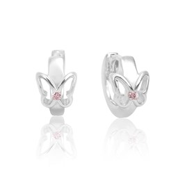 Zeige Details für Schmetterling Kindercreolen Silber 925 mit pinken Zirkonia Steinen  Bild von Schmetterling Kindercreolen Silber 925 mit pinken Zirkonia Steinen