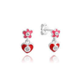 Zeige Details für Herz mit Blume Ohrringe Silber 925 handlackiert mit Zirkonia Bild von Herz mit Blume Ohrringe Silber 925 handlackiert mit Zirkonia