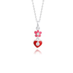 Zeige Details für Herz mit Blume Anhänger Silber 925 handlackiert mit Zirkonia Bild von Herz mit Blume Anhänger Silber 925 handlackiert mit Zirkonia