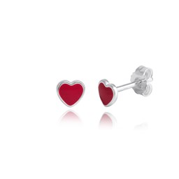 Zeige Details für Herz Ohrstecker Silber 925 rot handlackiert Bild von Herz Ohrstecker Silber 925 rot handlackiert