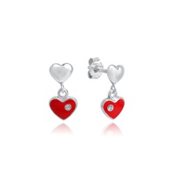 Zeige Details für Herz Kinderohrringe hängend Silber 925 rot handlackiert mit Glitzerschmuckstein Bild von Herz Kinderohrringe hängend Silber 925 rot handlackiert mit Glitzerschmuckstein