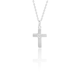 Zeige Details für Kreuz Anhänger Silber 925 mit Herzgravur mattiert Bild von Kreuz Anhänger Silber 925 mit Herzgravur mattiert