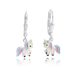 Zeige Details für Einhorn Kinderohrringe hängend Silber 925 mit Sicherheitsverschluss weiß handlackiert  Bild von Einhorn Kinderohrringe hängend Silber 925 mit Sicherheitsverschluss weiß handlackiert