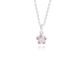 Zeige Details für Blume Anhänger Silber 925 pink handlackiert mit Zirkonia Stein Bild von Blume Anhänger Silber 925 pink handlackiert mit Zirkonia Stein