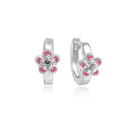Zeige Details für Blumen Creolen Silber 925 handlackiert mit Zirkonia Steinen Bild von Blumen Creolen Silber 925 handlackiert mit Zirkonia Steinen