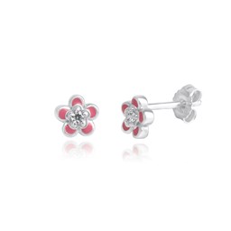 Zeige Details für Blumen Ohrstecker Silber 925 handlackiert mit Zirkonia Bild von Blumen Ohrstecker Silber 925 handlackiert mit Zirkonia