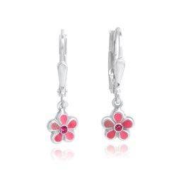 Zeige Details für Blumen Kinder Ohrringe hängend Silber 925 pink handlackiert mit Sicherheitsverschluss Bild von Blumen Kinder Ohrringe hängend Silber 925 pink handlackiert mit Sicherheitsverschluss