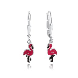 Zeige Details für Flamingo Kinderohrringe Silber 925 hängend mit Sicherheitsverschluss handlackiert  Bild von Flamingo Kinderohrringe Silber 925 hängend mit Sicherheitsverschluss handlackiert