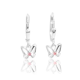 Zeige Details für Schmetterling Kinder Ohrringe hängend Silber 925 mit Sicherheitsverschluss und pinken Zirkonia Steinen Bild von Schmetterling Kinder Ohrringe hängend Silber 925 mit Sicherheitsverschluss und pinken Zirkonia Steinen