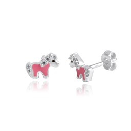 Zeige Details für Pony Kinder Ohrstecker Silber handlackiert mit Zirkonia  Bild von Pony Kinder Ohrstecker Silber handlackiert mit Zirkonia