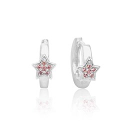 Zeige Details für Stern Kinder Creolen Silber 925 mit pinkfarbenen Zirkonia Steinen Bild von Stern Kinder Creolen Silber 925 mit pinkfarbenen Zirkonia Steinen