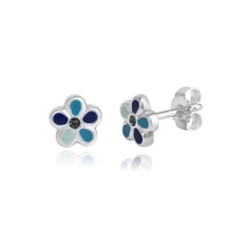 Zeige Details für Blume Kinder Ohrstecker Silber 925 blau handlackiert Bild von Blume Kinder Ohrstecker Silber 925 blau handlackiert