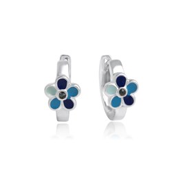Zeige Details für Blume Kinder Creolen Silber 925 blau handlackiert  Bild von Blume Kinder Creolen Silber 925 blau handlackiert