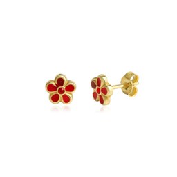 Zeige Details für Blumen Kinderohrstecker Gold 333 handlackiert Bild von Blumen Kinderohrstecker Gold 333 handlackiert