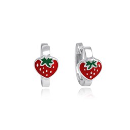 Zeige Details für Erdbeeren Kindercreolen aus Silber 925 handlackiert mit Klappverschluss Bild von Erdbeeren Kindercreolen aus Silber 925 handlackiert mit Klappverschluss